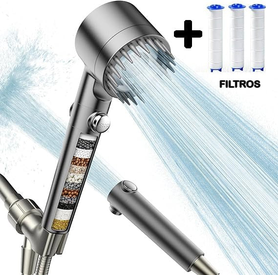 Ducha Filtrante 3 en 1 | Presión Alta + Masaje Relajante + Purificación del Agua